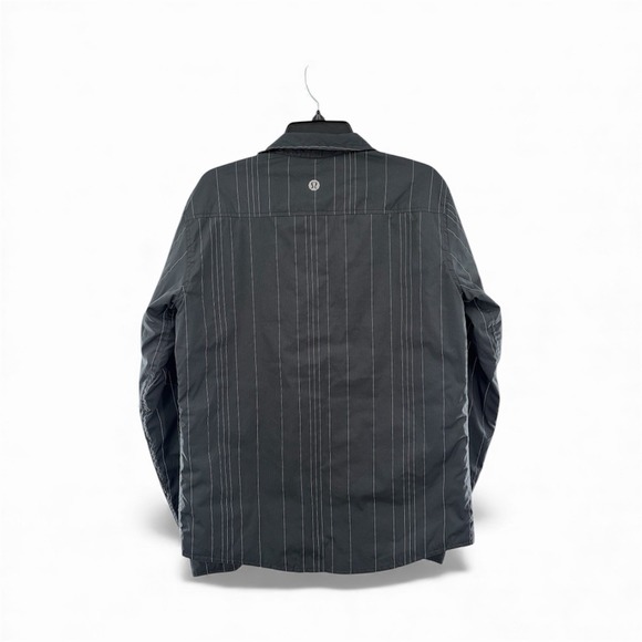 Vtg Lululemon Black Gray Striped 180 Reversible Quilted Shirt Jacket Mens M 2012 - Picture 2 of 10